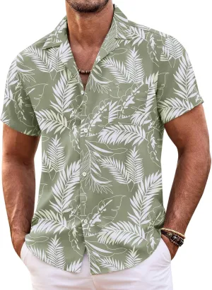 COOFANDY Mens Hawaiian Shirt Short Sleeve Floral Button Down Shirts Tropical Summer Beach Shirts Camp Collar Shirt