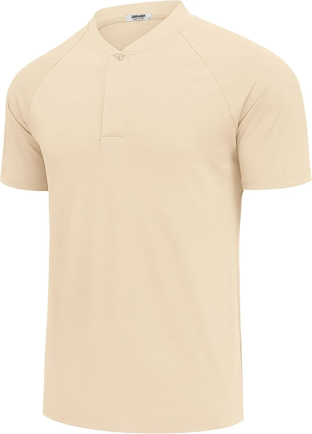 COOFANDY Men's Quick Dry Golf Polo Shirts Short Sleeve Henley Shirt Active Athletic Collarless Sports T Shirts