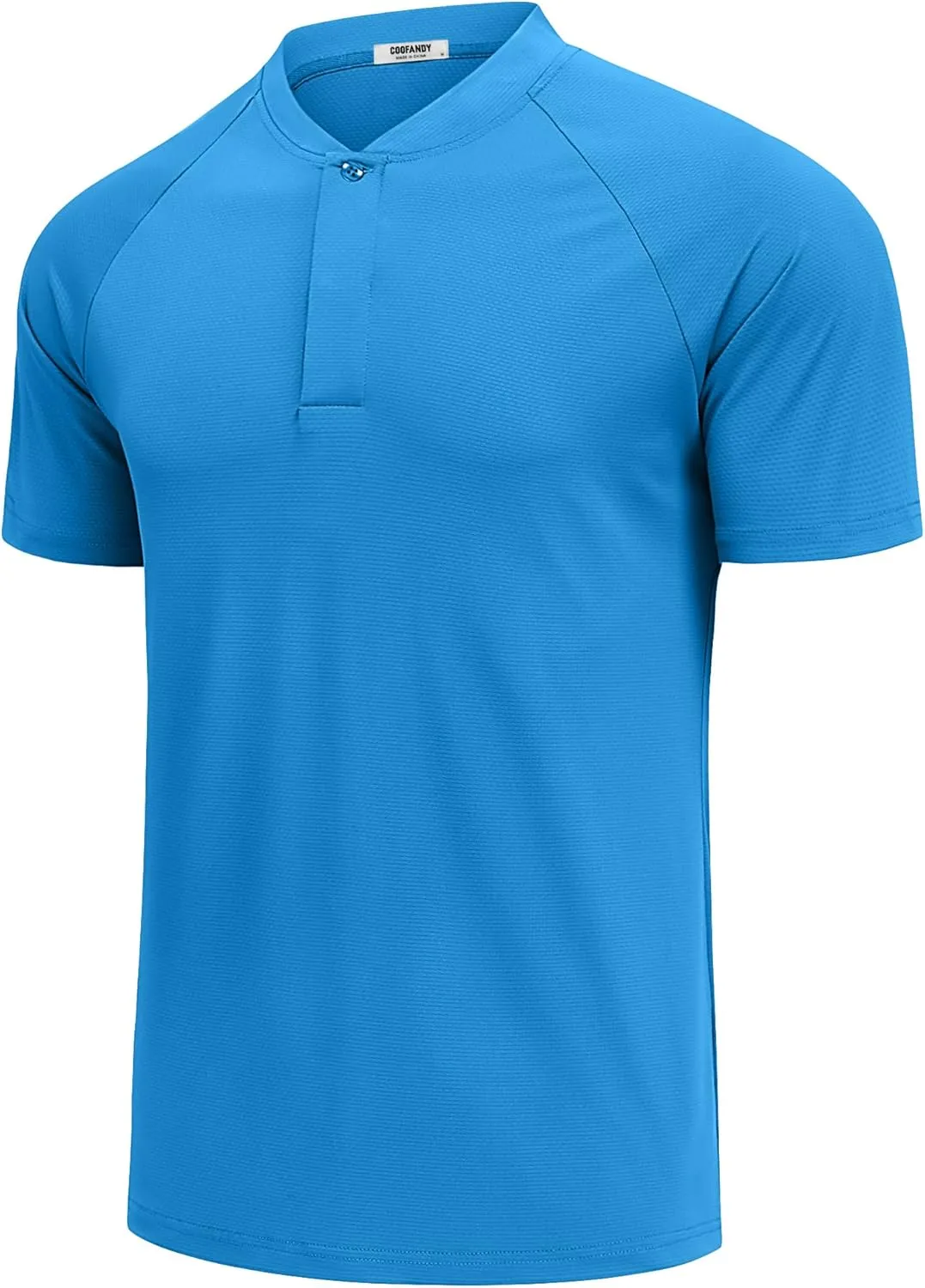 COOFANDY Men's Quick Dry Golf Polo Shirts Short Sleeve Henley Shirt Active Athletic Collarless Sports T Shirts