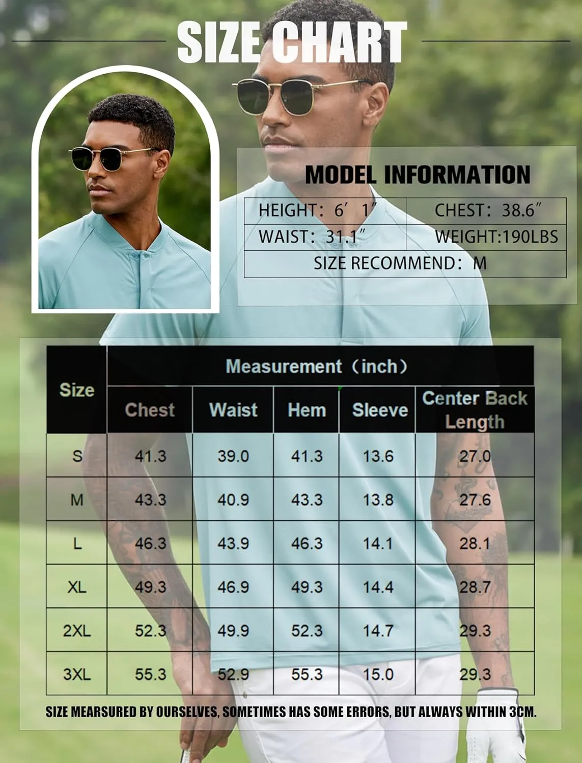 COOFANDY Men's Quick Dry Golf Polo Shirts Short Sleeve Henley Shirt Active Athletic Collarless Sports T Shirts