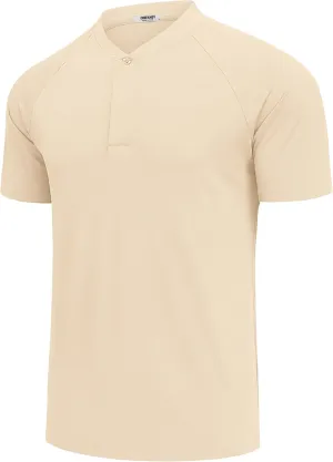 COOFANDY Men's Quick Dry Golf Polo Shirts Short Sleeve Henley Shirt Active Athletic Collarless Sports T Shirts