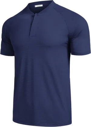 COOFANDY Men's Quick Dry Golf Polo Shirts Short Sleeve Henley Shirt Active Athletic Collarless Sports T Shirts