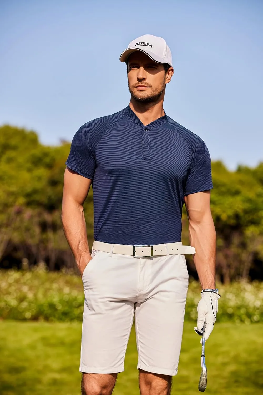 COOFANDY Men's Quick Dry Golf Polo Shirts Short Sleeve Henley Shirt Active Athletic Collarless Sports T Shirts