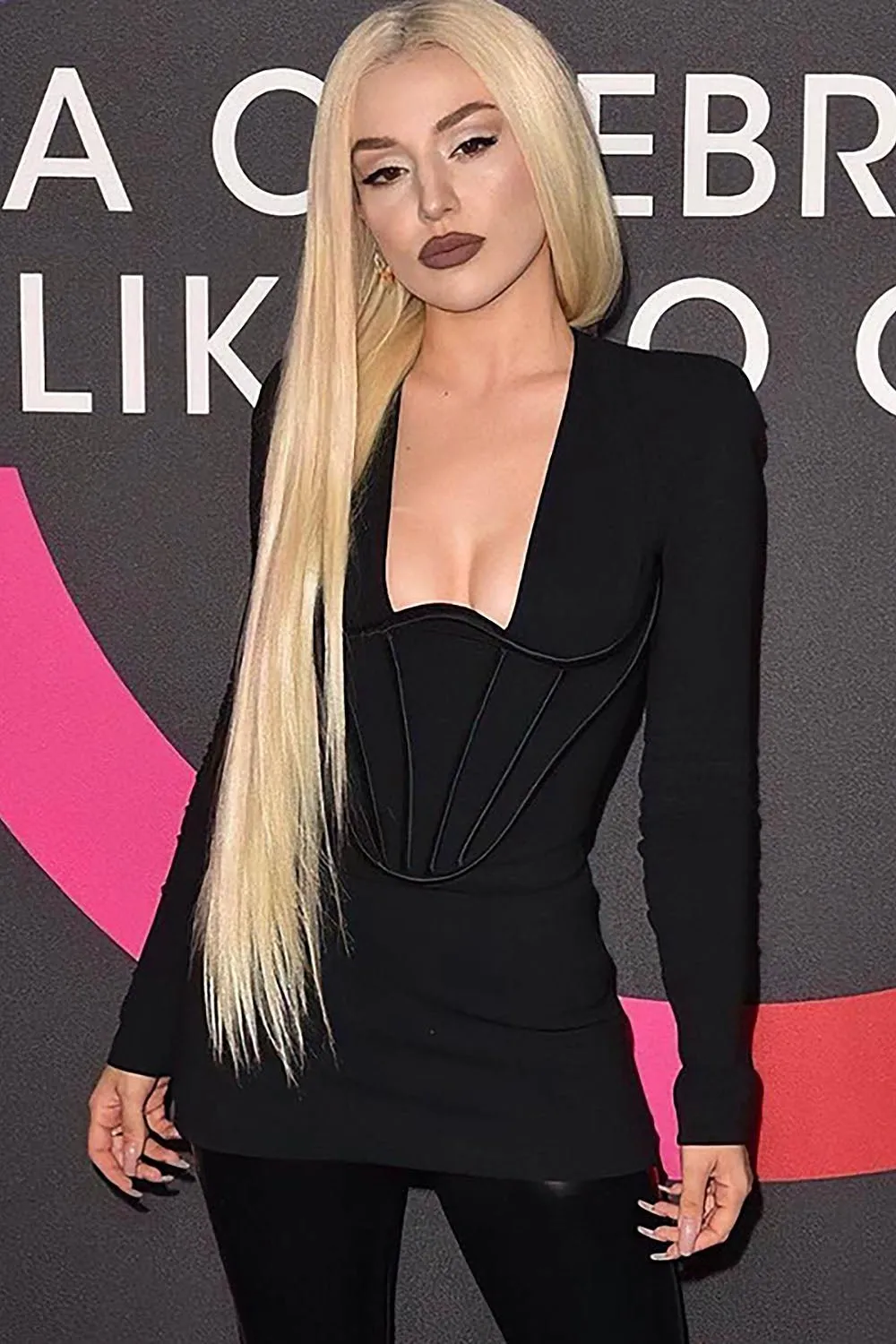 Corset Detail Long Sleeve Bandage Mini Dress