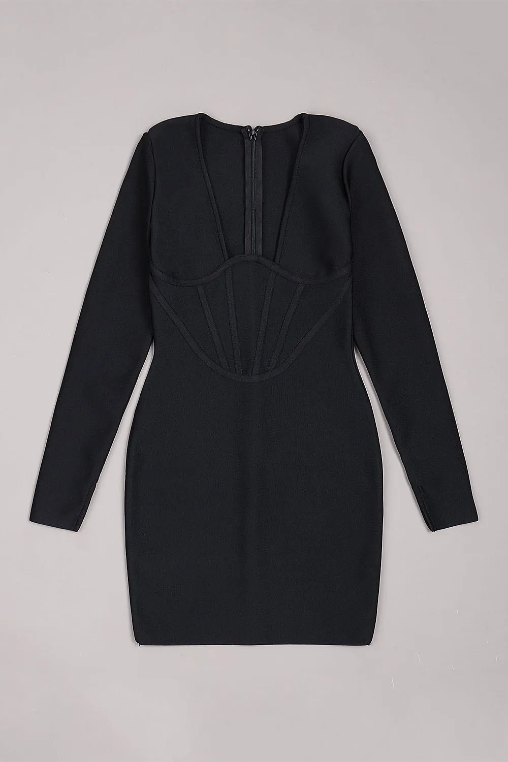 Corset Detail Long Sleeve Bandage Mini Dress