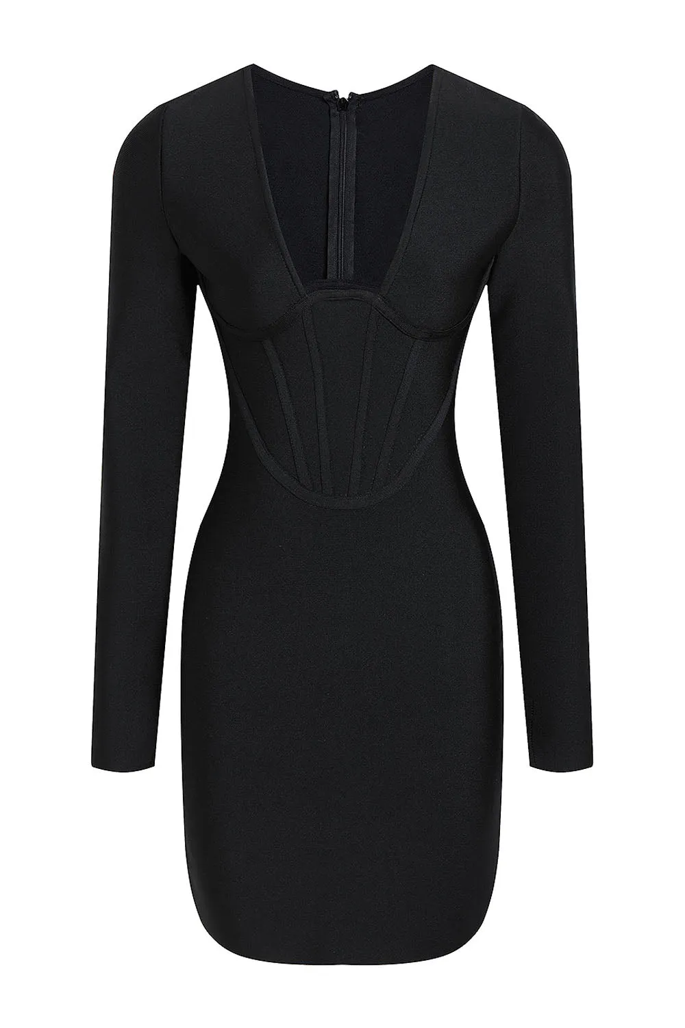 Corset Detail Long Sleeve Bandage Mini Dress