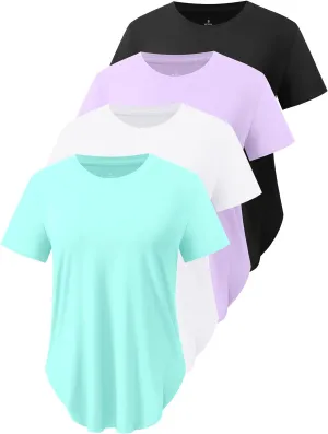 Cosy Pyro 4-Pack Workout Tops for Women UPF 50  Yoga Shirts Short Sleeve Athletic T-Shirts Quick Dry Running Gym Tee