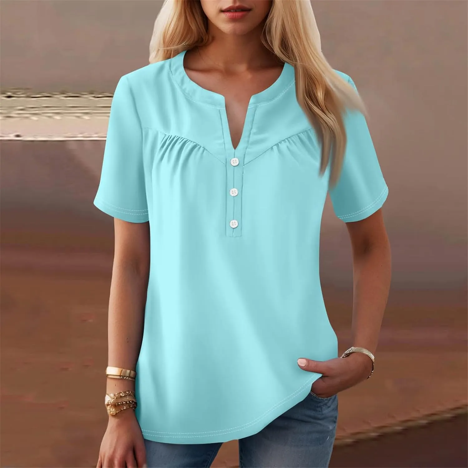 COTECRAM Summer Tops for Women 2025 Trendy V Neck Short Sleeve Tshirts Business Casual Basic Tee Loose Fit Boho Floral Shirts
