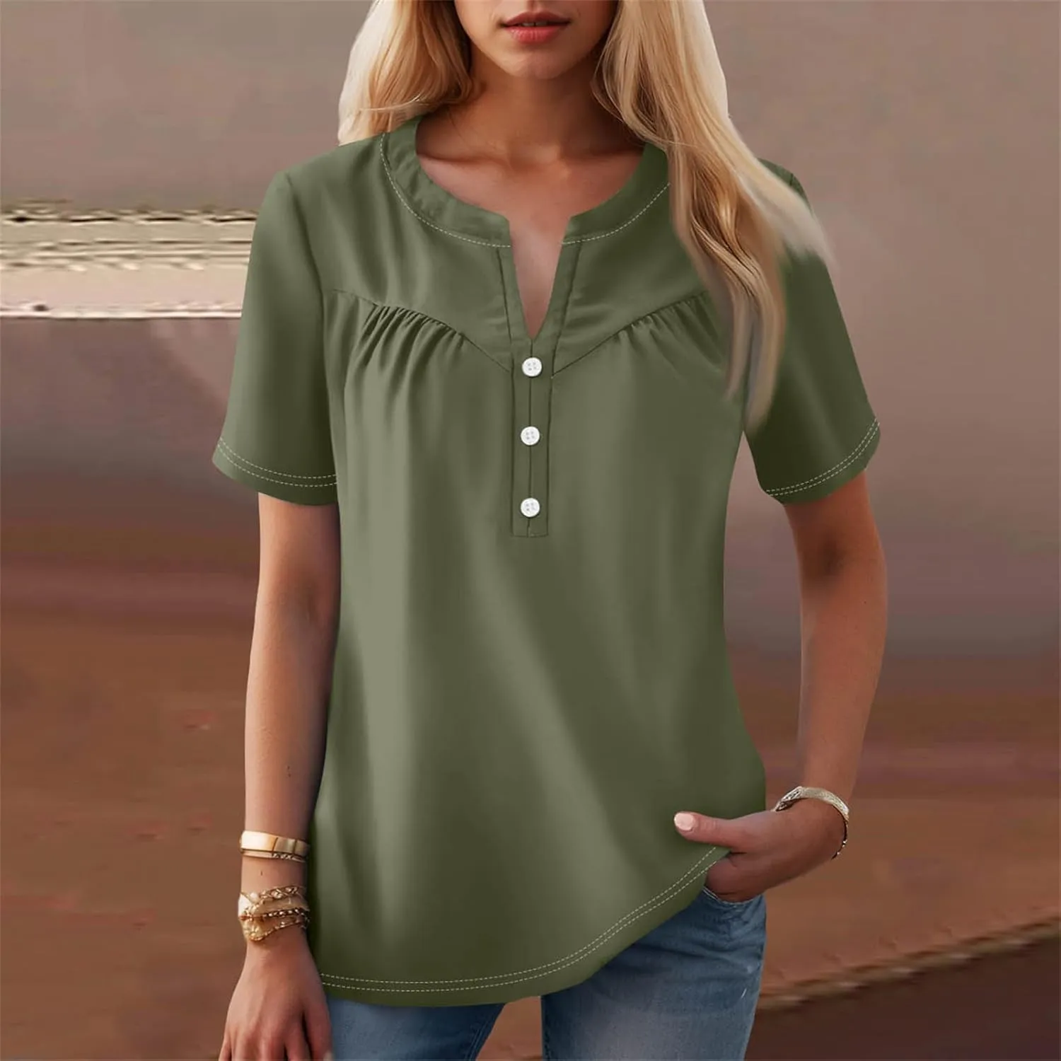 COTECRAM Summer Tops for Women 2025 Trendy V Neck Short Sleeve Tshirts Business Casual Basic Tee Loose Fit Boho Floral Shirts
