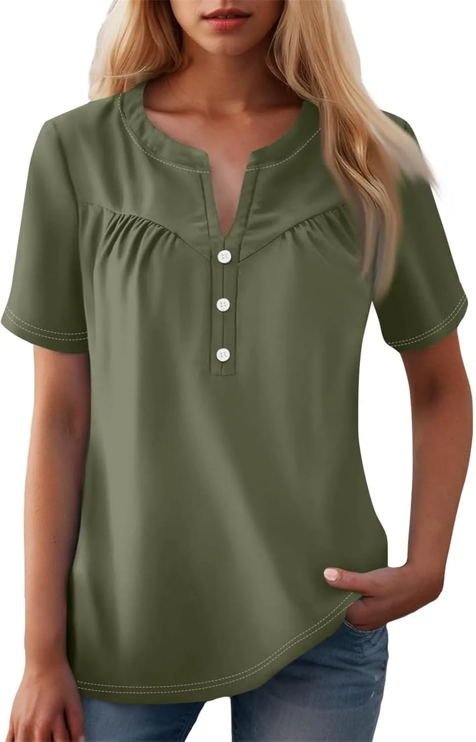 COTECRAM Summer Tops for Women 2025 Trendy V Neck Short Sleeve Tshirts Business Casual Basic Tee Loose Fit Boho Floral Shirts