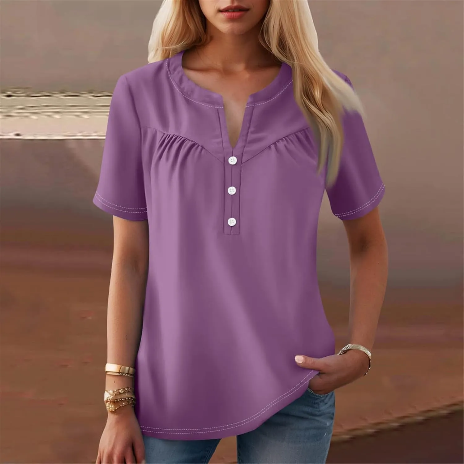 COTECRAM Summer Tops for Women 2025 Trendy V Neck Short Sleeve Tshirts Business Casual Basic Tee Loose Fit Boho Floral Shirts