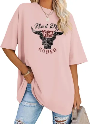 Cowgirl Shirts for Women Oversized Western Country Music Concert T-Shirts Vintage Cowboy Short Sleeve Tee Tops