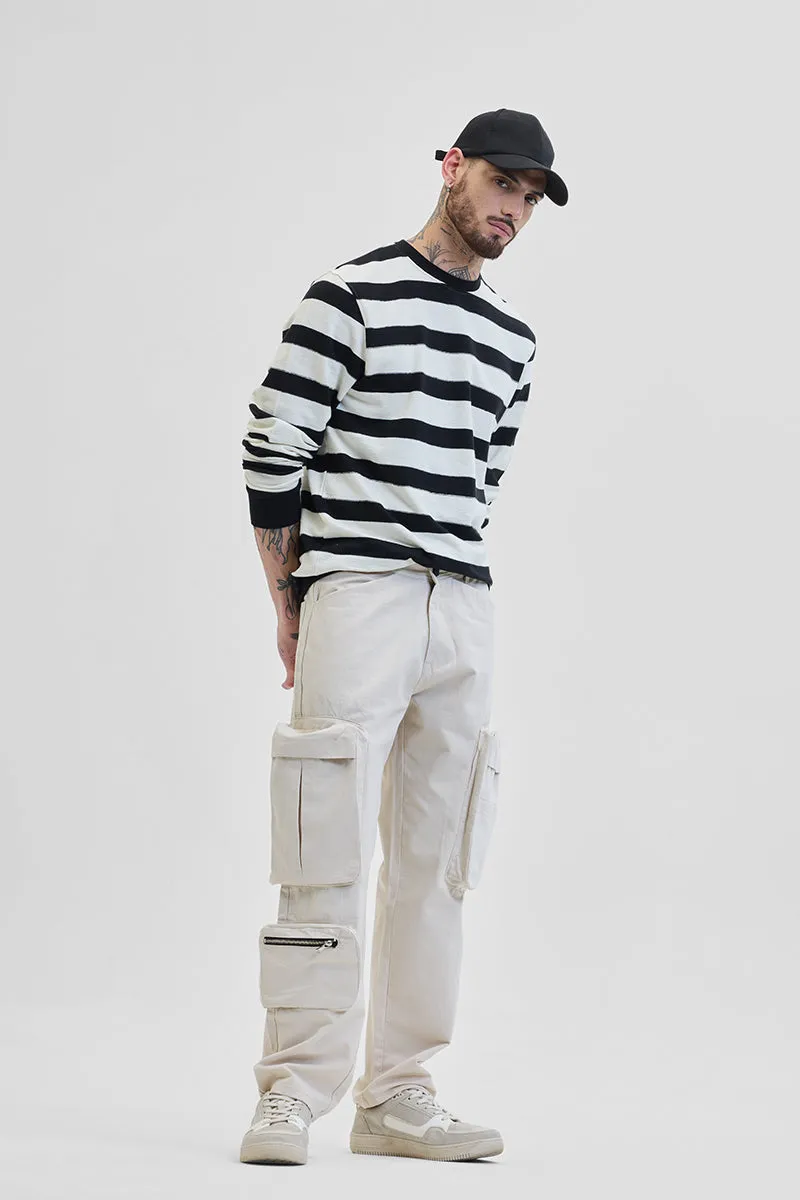 Cream Relaxed Fit Multi-Pocket Cargo Pants