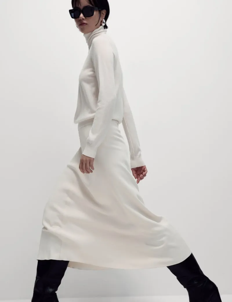 Crepe A-Line Midaxi Skirt