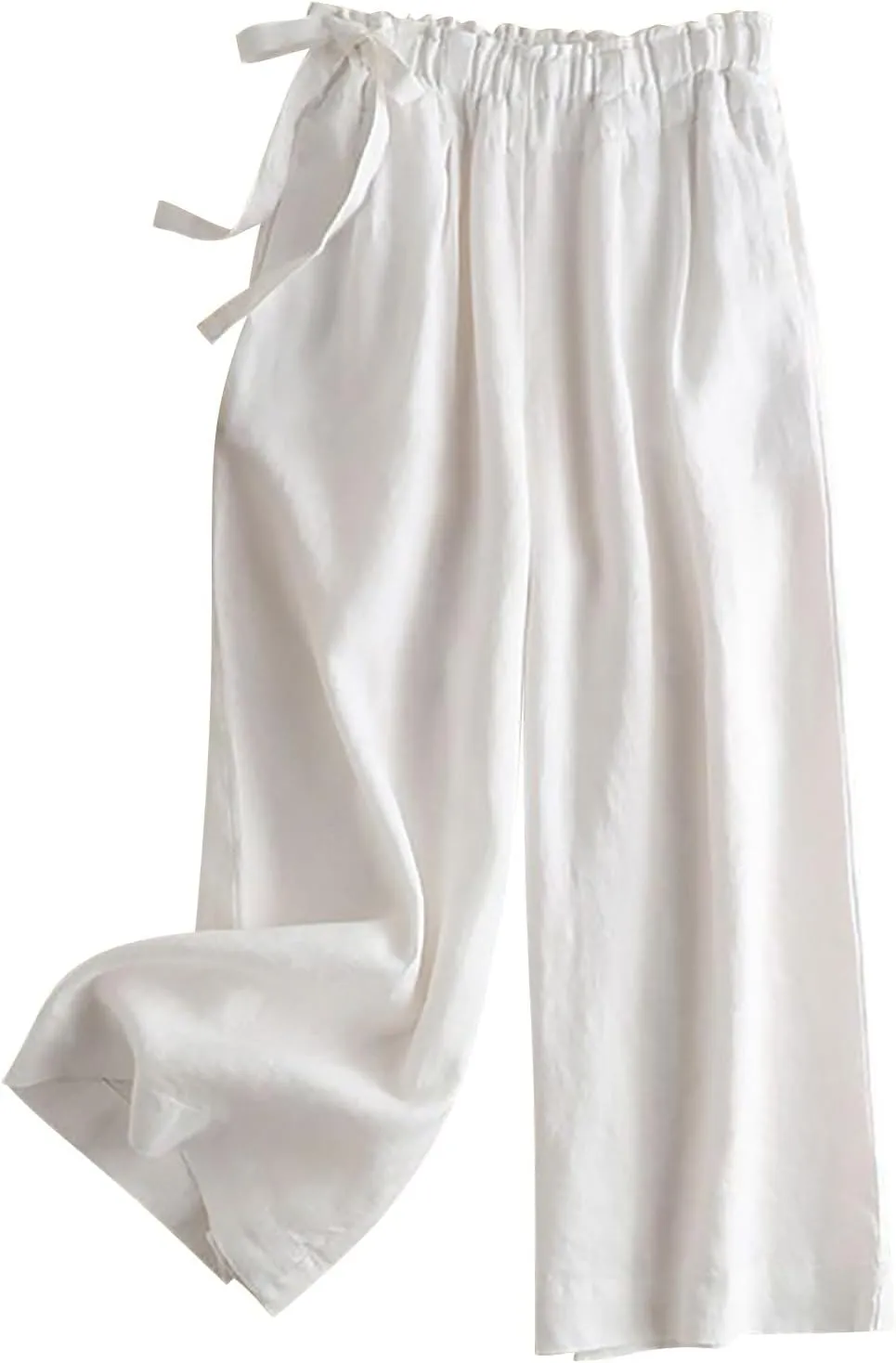 CRNTCEM Womens Relaxed Fit Linen Pants Stretch High Waist Outdoor Beach Yoga Pants Plus Size Casual Athletic Jogger Sweatpant