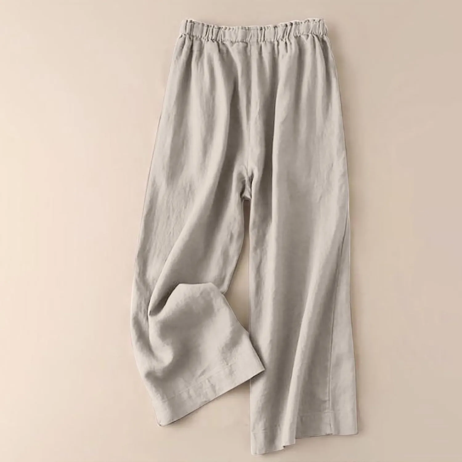 CRNTCEM Womens Relaxed Fit Linen Pants Stretch High Waist Outdoor Beach Yoga Pants Plus Size Casual Athletic Jogger Sweatpant