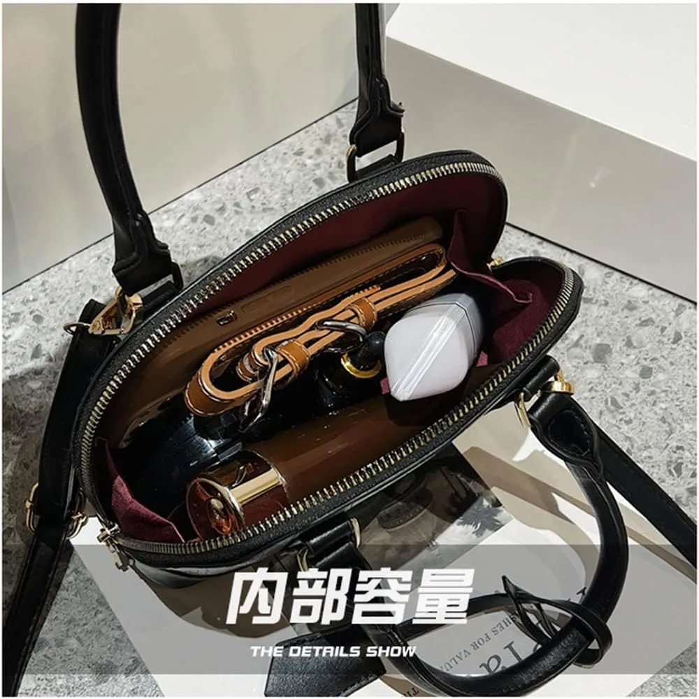 Crocodile Pattern Leather Dome Crossbody Bag for Women - Stylish Top Handle Satchel Handbag & Versatile Shoulder Tote