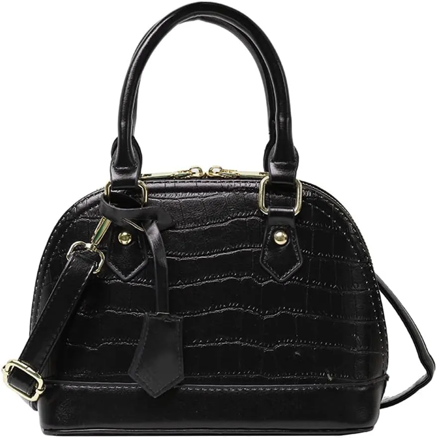 Crocodile Pattern Leather Dome Crossbody Bag for Women - Stylish Top Handle Satchel Handbag & Versatile Shoulder Tote