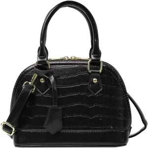 Crocodile Pattern Leather Dome Crossbody Bag for Women - Stylish Top Handle Satchel Handbag & Versatile Shoulder Tote