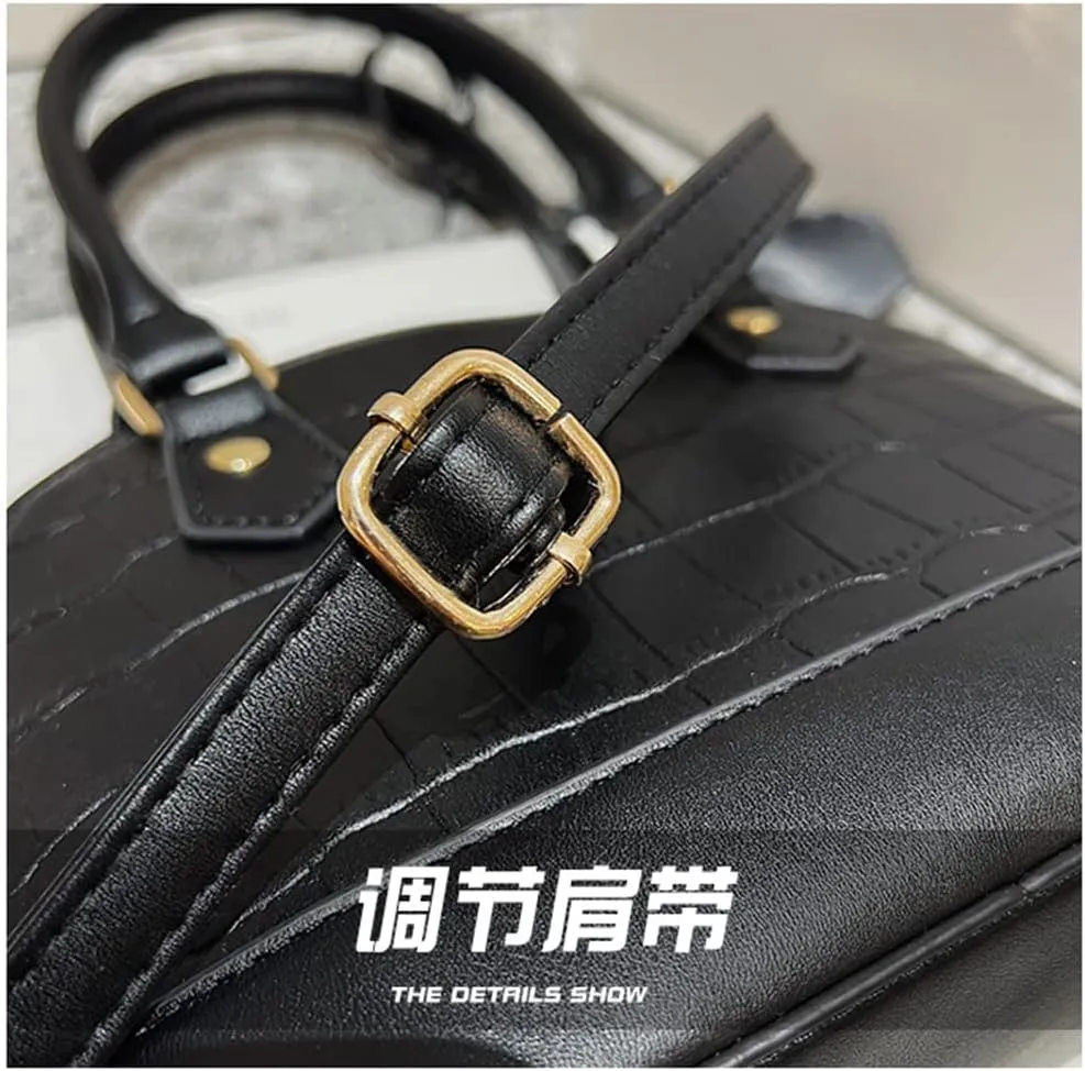 Crocodile Pattern Leather Dome Crossbody Bag for Women - Stylish Top Handle Satchel Handbag & Versatile Shoulder Tote