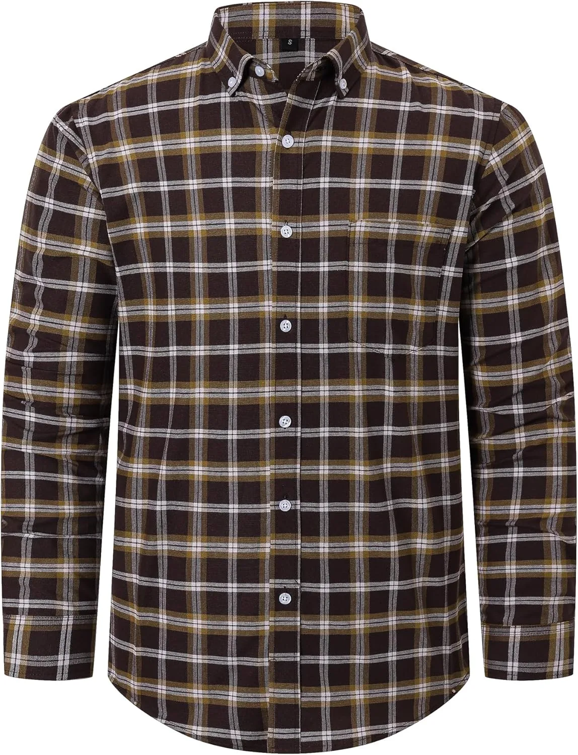 Cromoncent Mens Long Sleeve Oxford Button Down Shirts Casual Dress Shirt for Men,100% Cotton,Plaid/Stripes Shirts