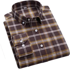 Cromoncent Mens Long Sleeve Oxford Button Down Shirts Casual Dress Shirt for Men,100% Cotton,Plaid/Stripes Shirts