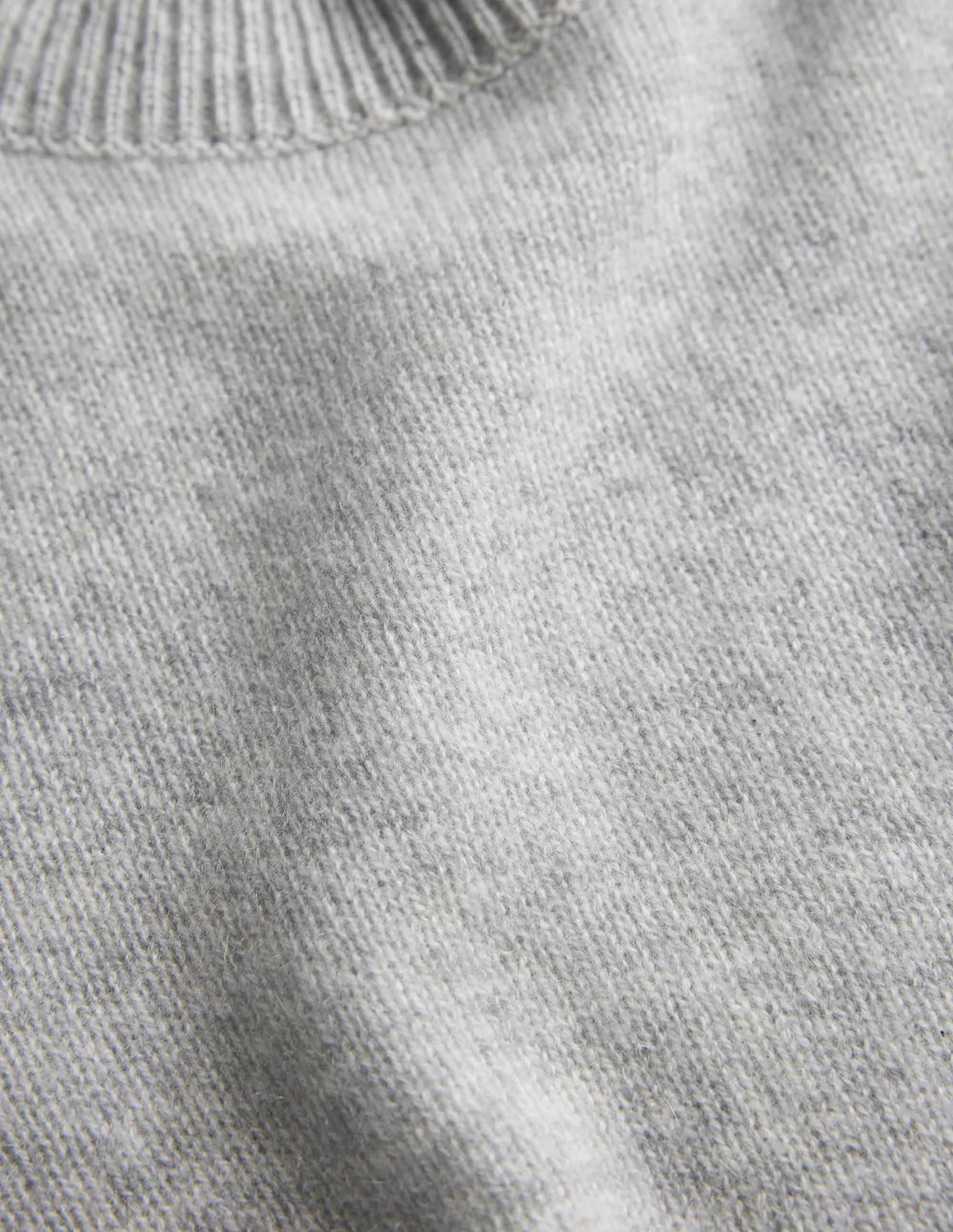 Cropped Cashmere T-Shirt-Pale Grey Melange
