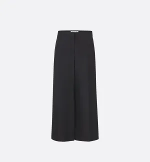 Cropped Pants Black Wool And Silk