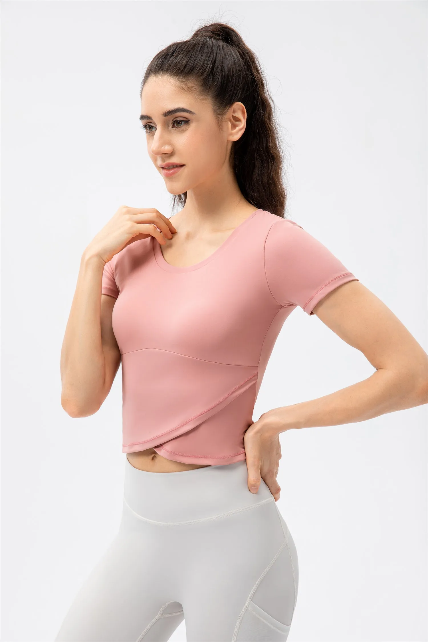 Crossover Hem Cropped Sports Top