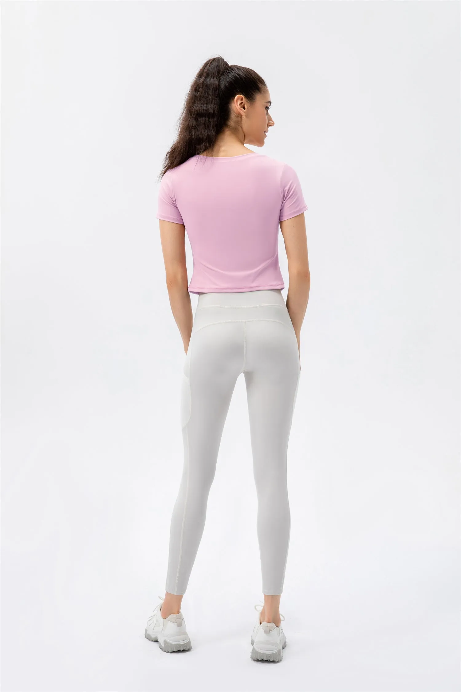 Crossover Hem Cropped Sports Top