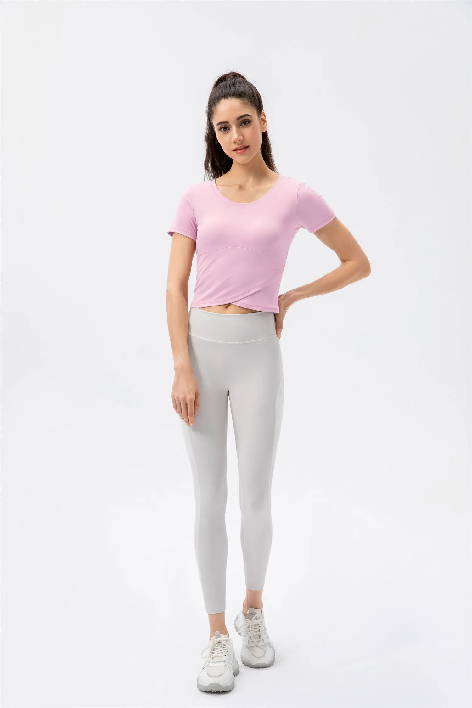 Crossover Hem Cropped Sports Top