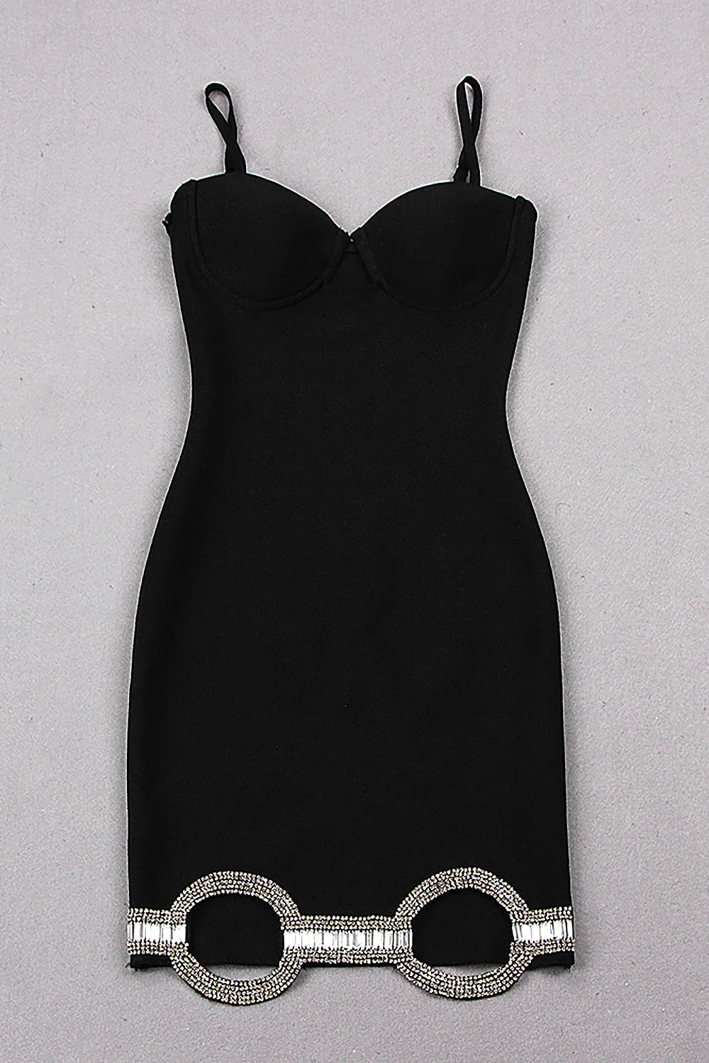 Crystal-Trim Sides Circle Cut Out Dress