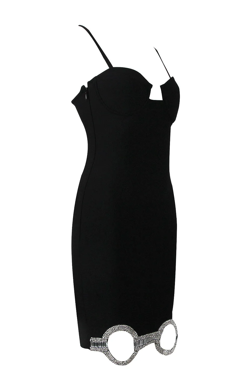Crystal-Trim Sides Circle Cut Out Dress