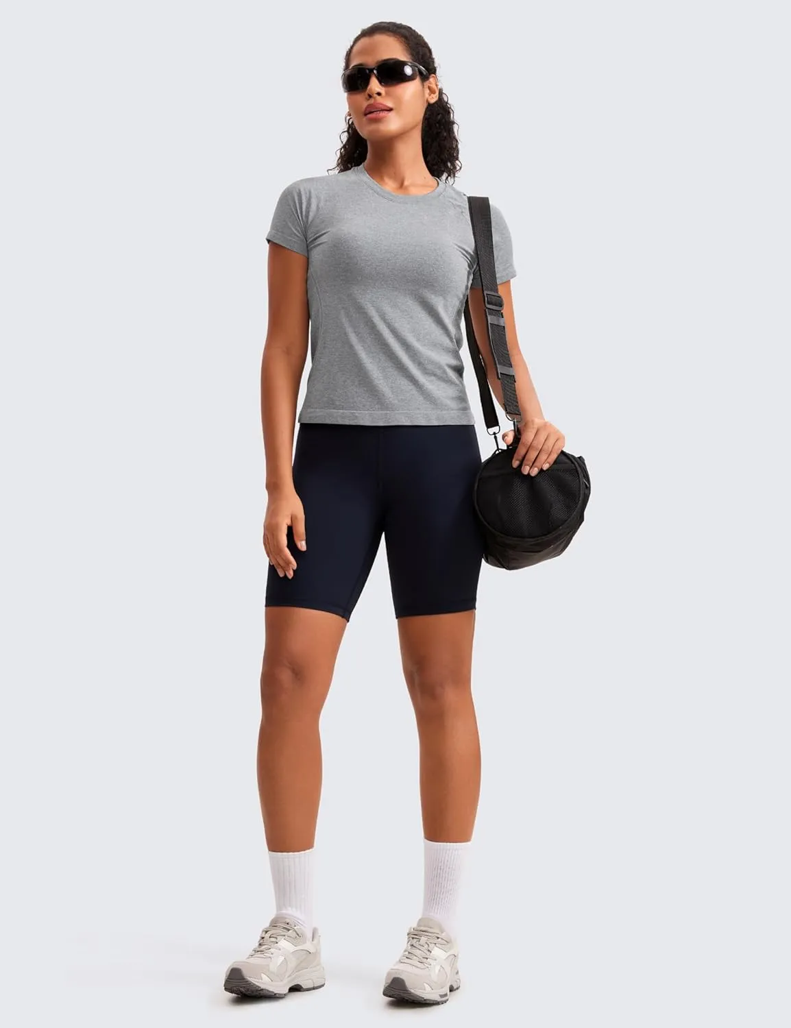 CRZ YOGA Seamless Short Sleeve Shirts for Women Breathable Running Workout Tops Athletic Gym Yoga Basic T-Shirts