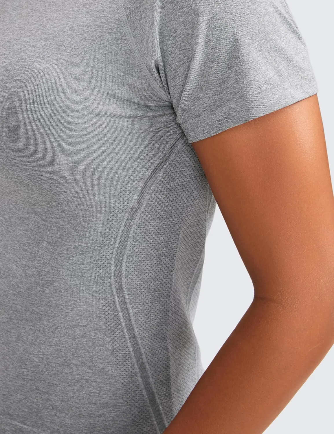 CRZ YOGA Seamless Short Sleeve Shirts for Women Breathable Running Workout Tops Athletic Gym Yoga Basic T-Shirts