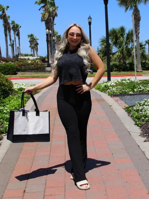 Destination Ready High Waisted Flare Pants, Black