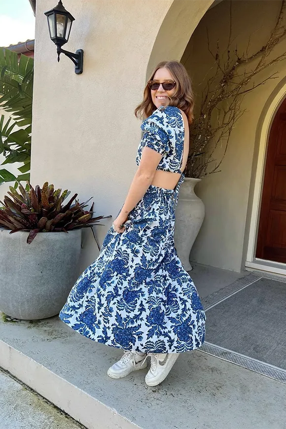 Diana Shirred Tiered Midi Skirt