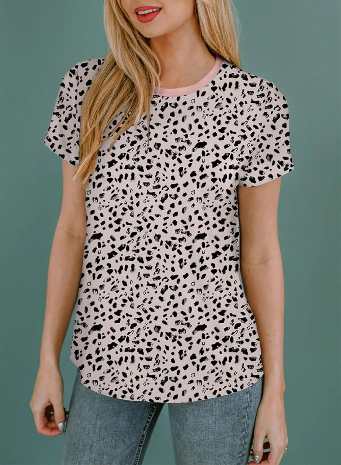EVALESS Womens Casual Polka Dot Tops Crewneck Short Sleeve T Shirts Fashion Outfits 2025 Spring Summer Shirts