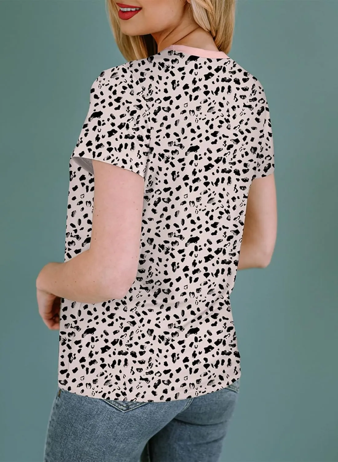 EVALESS Womens Casual Polka Dot Tops Crewneck Short Sleeve T Shirts Fashion Outfits 2025 Spring Summer Shirts