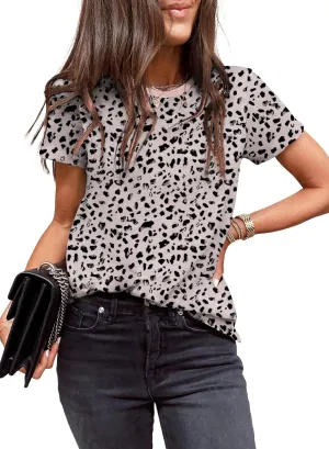 EVALESS Womens Casual Polka Dot Tops Crewneck Short Sleeve T Shirts Fashion Outfits 2025 Spring Summer Shirts