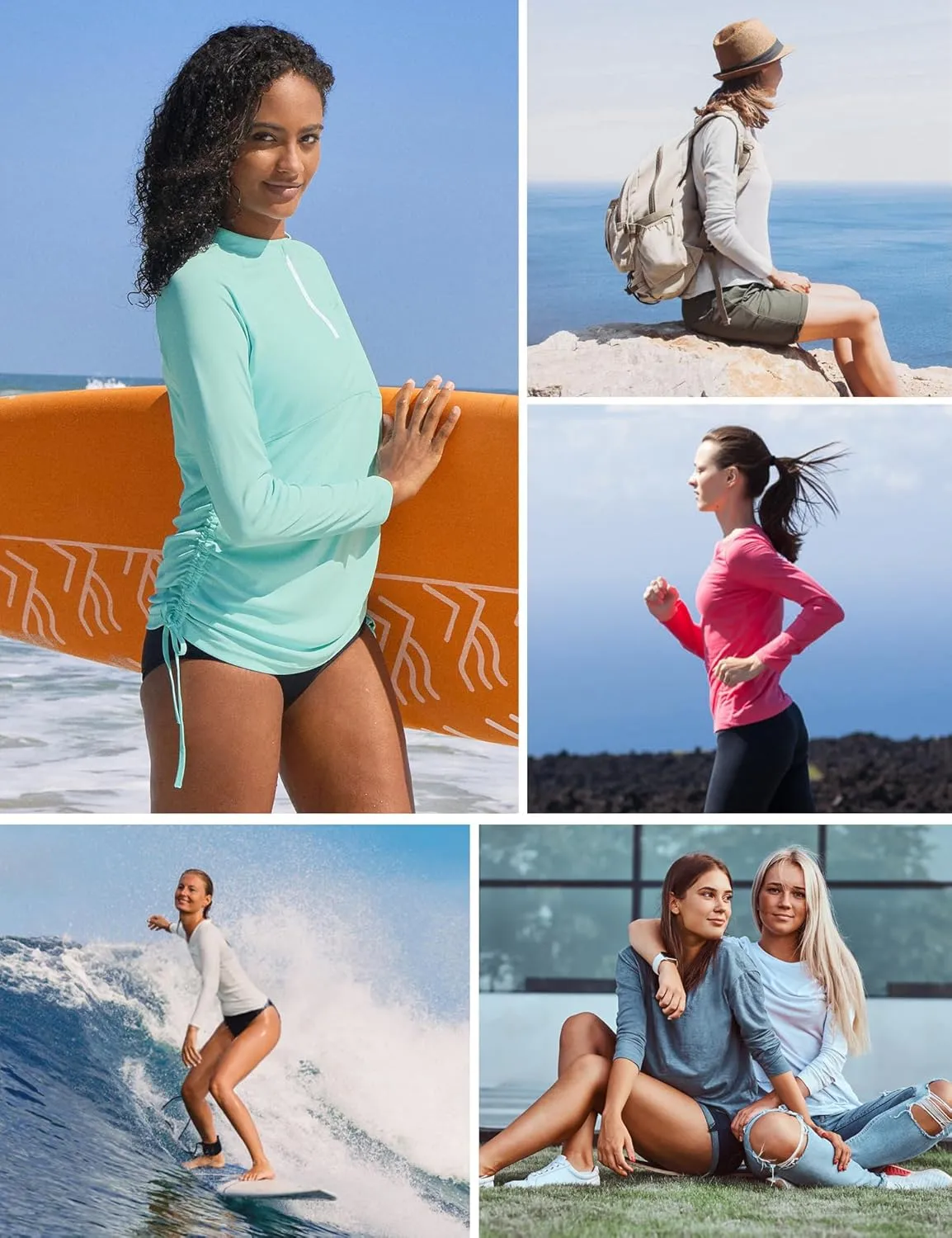 Ewedoos Rash Guard for Women UPF 50  Sun Protection Clothing Swim Shirts for Woman SPF Shirts Long Sleeve UV Sun Shirts