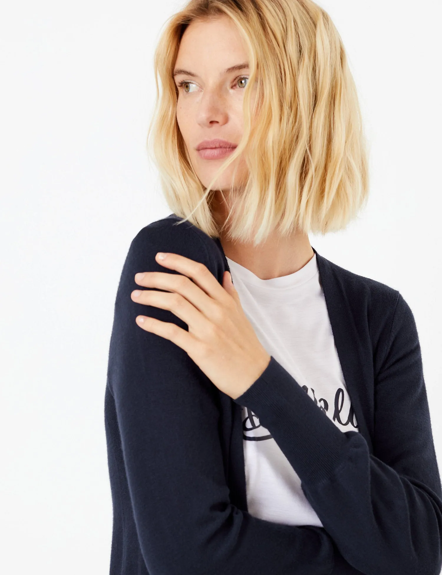 Ex Famous Store Open Front Patch Pocket Cardigan