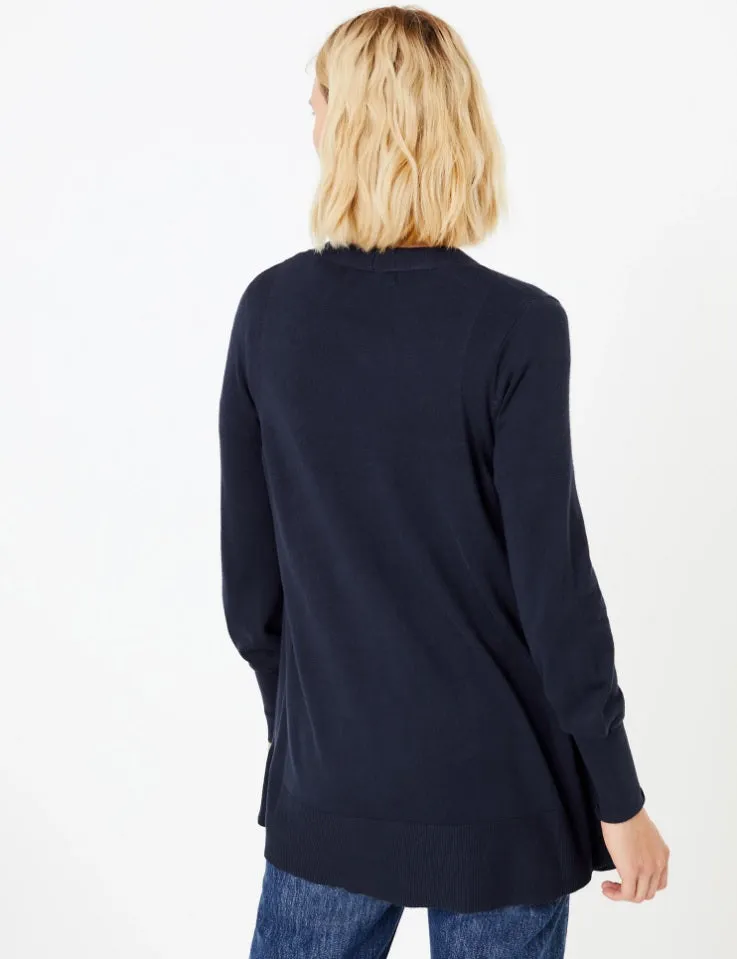 Ex Famous Store Open Front Patch Pocket Cardigan
