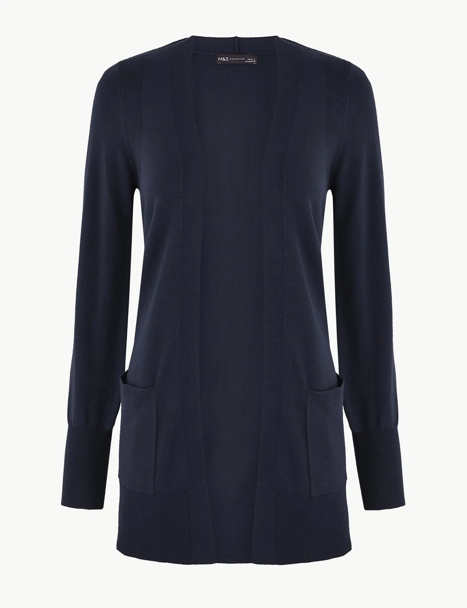 Ex Famous Store Open Front Patch Pocket Cardigan