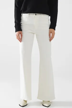 Extra wide leg trousers in cream color
