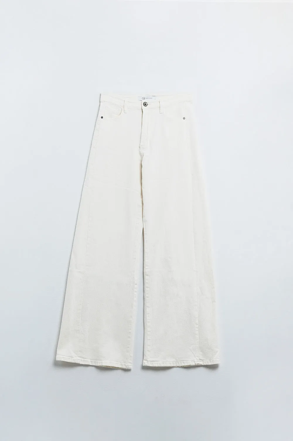 Extra wide leg trousers in cream color
