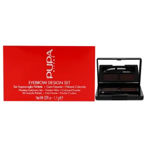 Eyebrow Design Set - 003 Dark Brown by Pupa Milano for Women - 0.039 oz Eyebrow Kit Double applicator, Angled Brush-Comb, Professional Tweezer