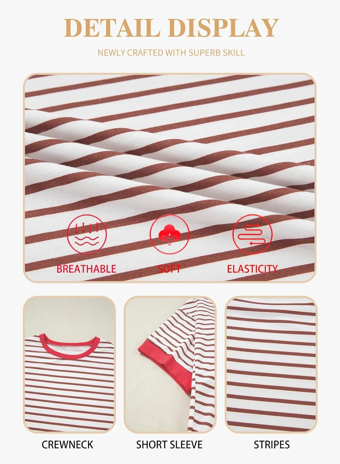 Eytino Womens Plus Size Tops Casual Short Sleeve Striped Color Block Shirts Crewneck Pullover T Shirts(1X-5X)