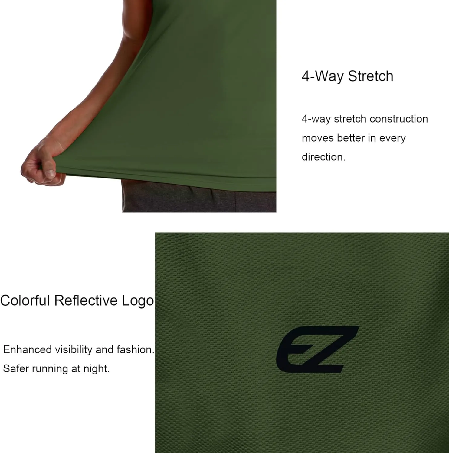 EZRUN Men's Tank Tops Quick Dry Workout Swim Beach Shirts Sleeveless Shirts for Bodybuilding Gym Fitness Training
