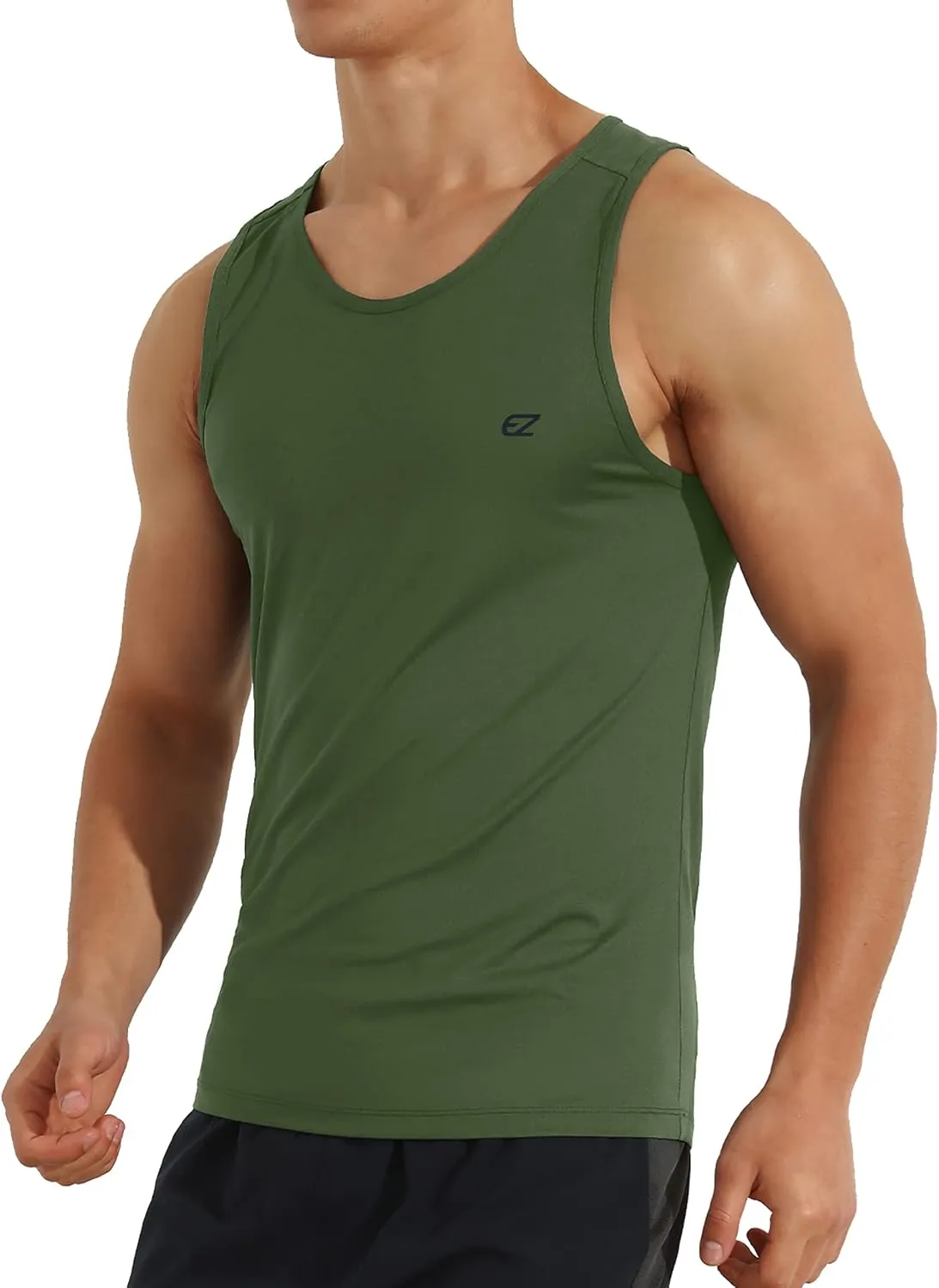 EZRUN Men's Tank Tops Quick Dry Workout Swim Beach Shirts Sleeveless Shirts for Bodybuilding Gym Fitness Training